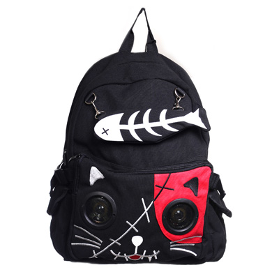 Banned - Kitty speaker Sac à dos - Noir/Rouge